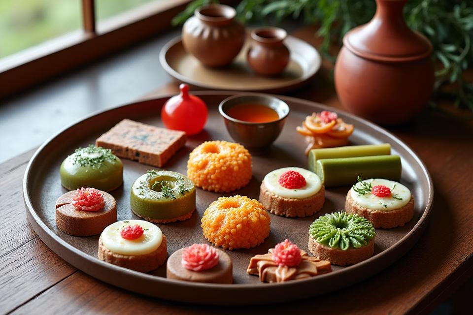 한국 전통 한과와 차가 예쁘게 놓여있는 테이블, 문화 & 미식 경험을 상징